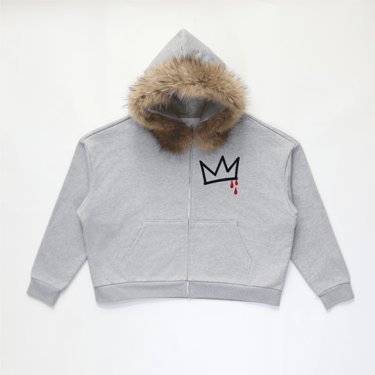 Matrix Skull Fur Zip Up Hoodie