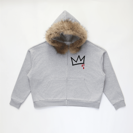 Matrix Skull Fur Zip Up Hoodie